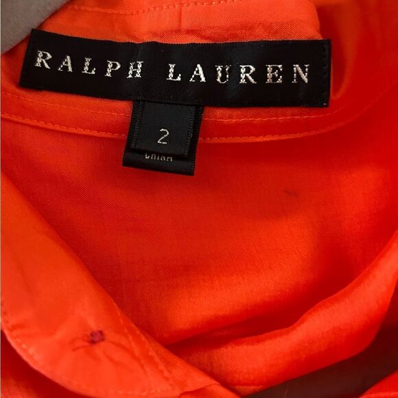 Ralph Lauren Black Label 100% Mulberry Silk Orange Button Up Top Size 2 525.00 - Picture 4 of 13
